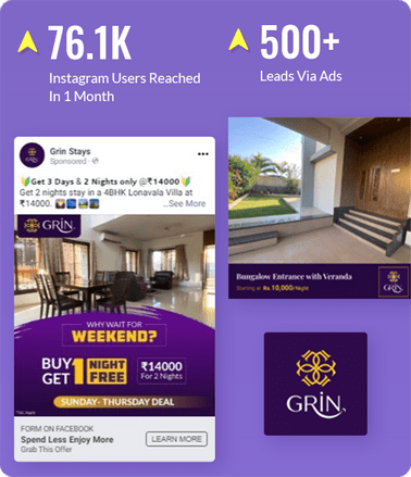 digital marketing company in India success story - GrinStays